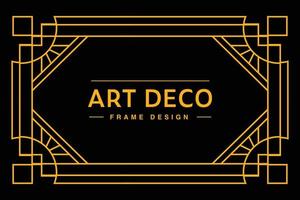 Art deco frame in golden color for classy and luxury template design style. premium poster in vintage line art for poster, banner and flyer. Classy outline stroke for background vector