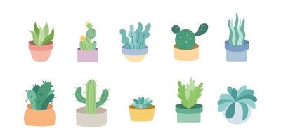 Set of House Plant illustration for interior decoration. Collection of cute floral in flat design style vector