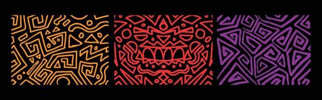 Abstract geometric line design with traditional pattern style. Set of hand drawn illustration pattern in trendy design. vector
