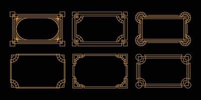 Art deco frame in golden color for classy and luxury design style. premium vintage line art for design element and ornament. Classy outline stroke for background and print decoration vector