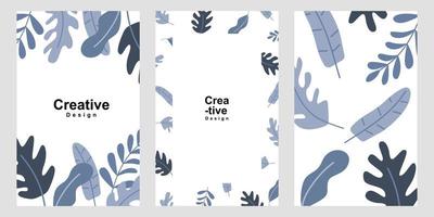 Set of floral poster template in cute and trendy design style. Collection soft and calm design for card invitation in minimalist vector