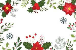 Illustration of berries and flowers for Christmas frame design. Natural backgrounds for posters, copy space and winter celebration cards vector