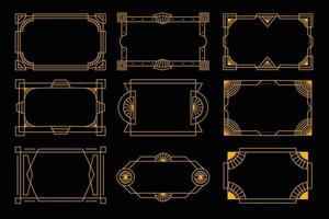 Art deco frame in golden color for classy and luxury design style. premium vintage line art for design element and ornament. Classy outline stroke for background and print decoration vector