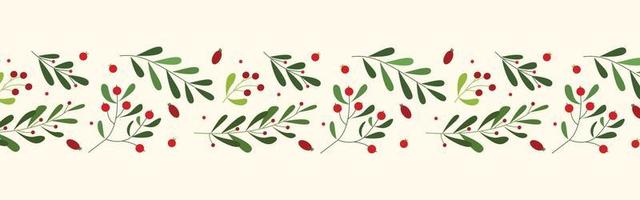 decoración de hojas y flores para el diseño de fondo de navidad. ilustración de patrón de hojas y bayas para papel tapiz vector