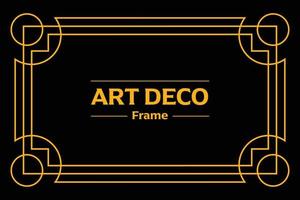 Art deco frame in golden color for classy and luxury template design style. premium poster in vintage line art for poster, banner and flyer. Classy outline stroke for background vector
