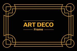 Art deco frame in golden color for classy and luxury template design style. premium poster in vintage line art for poster, banner and flyer. Classy outline stroke for background vector