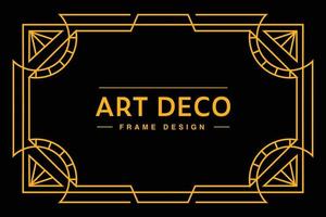 Art deco frame in golden color for classy and luxury template design style. premium poster in vintage line art for poster, banner and flyer. Classy outline stroke for background vector
