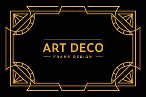 Art deco frame in golden color for classy and luxury template design style. premium poster in vintage line art for poster, banner and flyer. Classy outline stroke for background vector