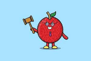 Cute cartoon mascot character wise judge Lychee vector