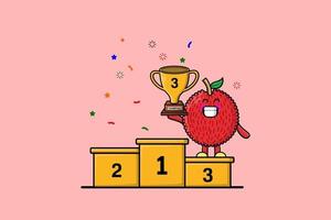 Cute cartoon Lychee character as the third winner vector