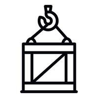 Hook crane box icon, outline style vector