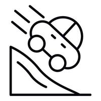 Hill car accident icon, outline style vector