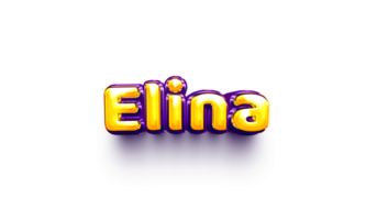 names of girls English helium balloon shiny celebration sticker 3d inflated Elina png