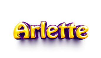 names of girls English helium balloon shiny celebration sticker 3d inflated Arlette png