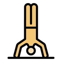 Workout senior stay on head icon color outline vector