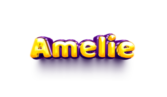 names of girls English helium balloon shiny celebration sticker 3d inflated Amelie png