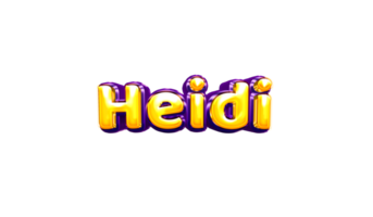 girls name sticker colorful party balloon birthday helium air shiny yellow purple cutout Heidi png