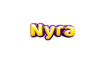 girls name sticker colorful party balloon birthday helium air shiny yellow purple cutout Nyra Nyra png