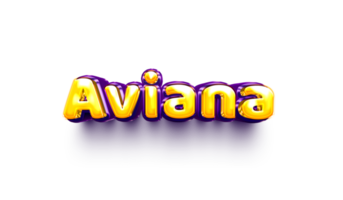names of girls English helium balloon shiny celebration sticker 3d inflated Aviana png
