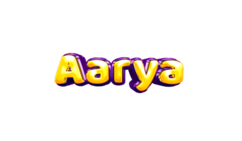 girls name sticker colorful party balloon birthday helium air shiny yellow purple cutout Aarya png