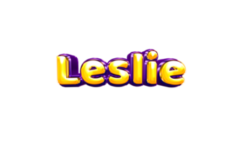 girls name sticker colorful party balloon birthday helium air shiny yellow purple cutout Leslia png