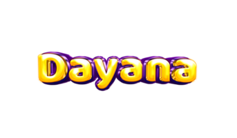 girls name sticker colorful party balloon birthday helium air shiny yellow purple cutout dayana png