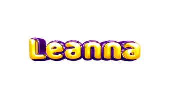 girls name sticker colorful party balloon birthday helium air shiny yellow purple cutout Leanna png