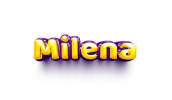 names of girls English helium balloon shiny celebration sticker 3d inflated Milena png