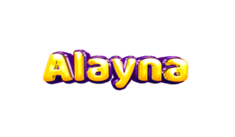 girls name sticker colorful party balloon birthday helium air shiny yellow purple cutout Alayna png