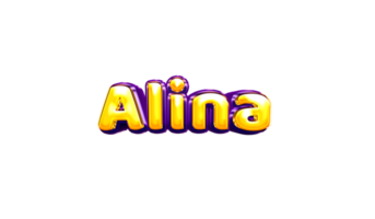 girls name sticker colorful party balloon birthday helium air shiny yellow purple cutout Alina png