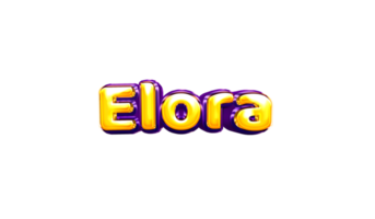 etiqueta engomada del nombre de las niñas coloridas fiesta globo cumpleaños helio aire llamativas amarillas moradas separar elora elora png