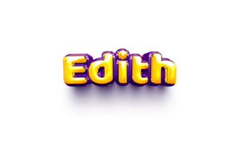 names of girls English helium balloon shiny celebration sticker 3d inflated Edith png