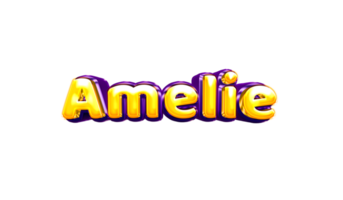 girls name sticker colorful party balloon birthday helium air shiny yellow purple cutout Amelie png