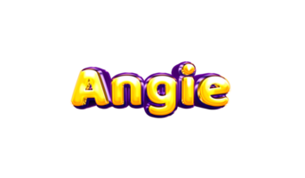 girls name sticker colorful party balloon birthday helium air shiny yellow purple cutout Angie png