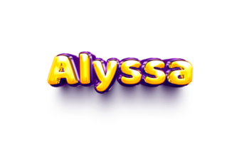 names of girls English helium balloon shiny celebration sticker 3d inflated Alyssa png