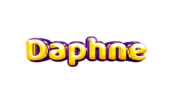 girls name sticker colorful party balloon birthday helium air shiny yellow purple cutout Daphne png