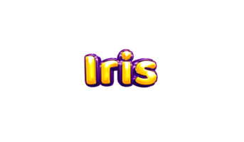 girls name sticker colorful party balloon birthday helium air shiny yellow purple cutout Iris png