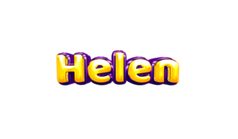 girls name sticker colorful party balloon birthday helium air shiny yellow purple cutout Helen png
