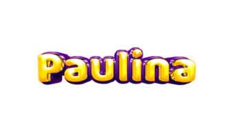girls name sticker colorful party balloon birthday helium air shiny yellow purple cutout Paulina png