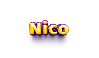 names of boy English helium balloon shiny celebration sticker 3d inflated Nico png