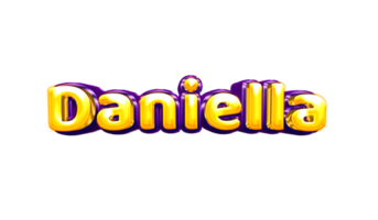 girls name sticker colorful party balloon birthday helium air shiny yellow purple cutout Daniella png