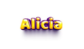 names of girls English helium balloon shiny celebration sticker 3d inflated Alicia png