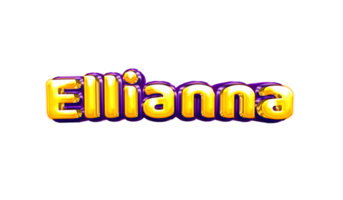 etiqueta engomada del nombre de las niñas coloridas fiesta globo cumpleaños helio aire llamativas amarillas moradas separar ellianna png