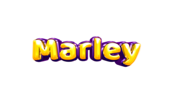 girls name sticker colorful party balloon birthday helium air shiny yellow purple cutout Marley png