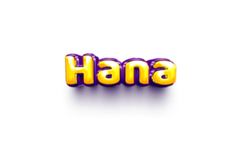 names of girls English helium balloon shiny celebration sticker 3d inflated Hana png