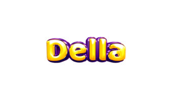 girls name sticker colorful party balloon birthday helium air shiny yellow purple cutout Della png