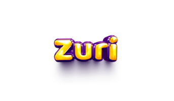 names of girls English helium balloon shiny celebration sticker 3d inflated Zuri png