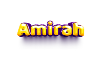 names of girls English helium balloon shiny celebration sticker 3d inflated Amirah png