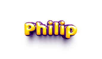 names of boy English helium balloon shiny celebration sticker 3d inflated Philip png