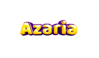 girls name sticker colorful party balloon birthday helium air shiny yellow purple cutout Azaria png